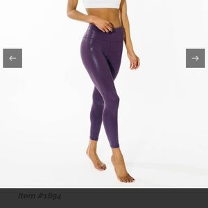 Zyia Plum Metallic Plus Light n Tights, Hi-Rise 7/8 24”